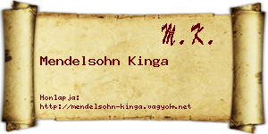 Mendelsohn Kinga névjegykártya